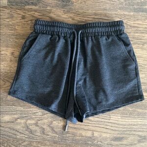Charcoal Gray Athletic Shorts with Elastic Waistband and Drawstring